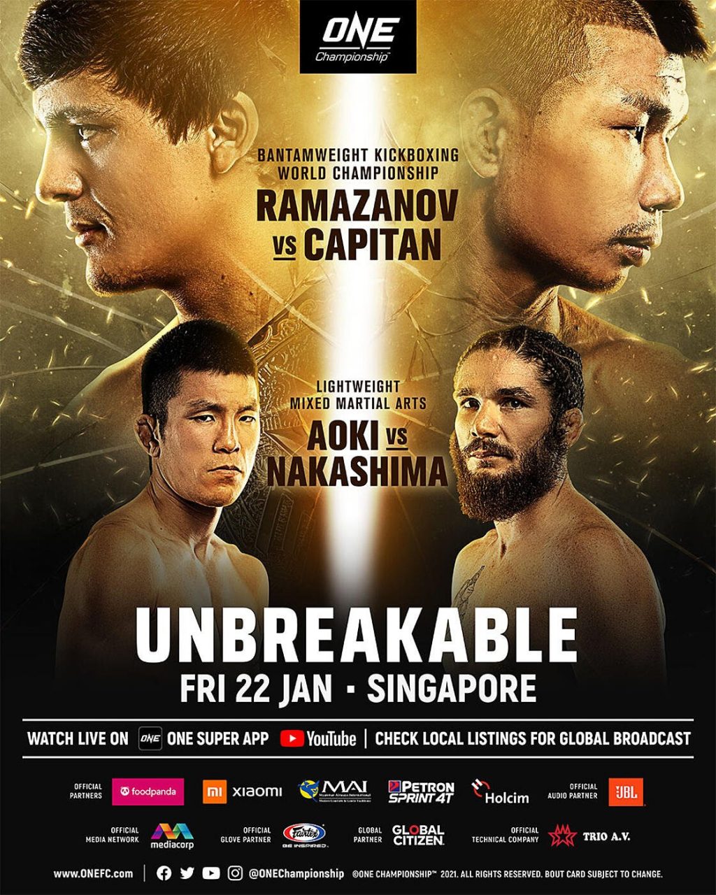 In the main event, Alaverdi Ramazanov defends his ONE Bantamweight Kickboxing World Title against #2-ranked contender Capitan Petchyindee Academy